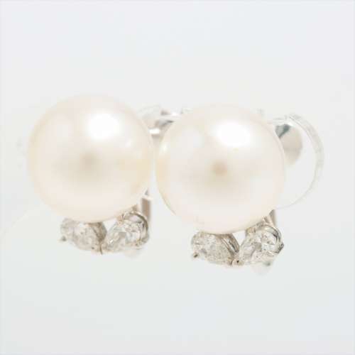 Mikimoto Pearl diamond Earings K18(WG) Approx. 11.5mm AB rank