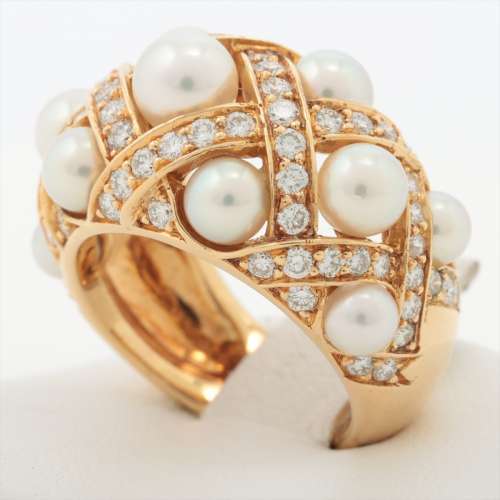 Chanel Pearl diamond rings 750(YG) 50 AB rank