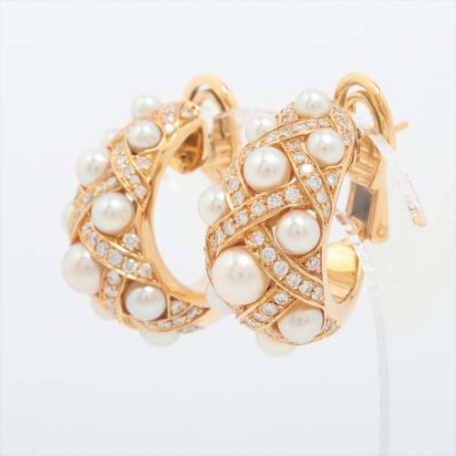 Chanel Pearl diamond Piercing jewelry 750(YG) AB rank