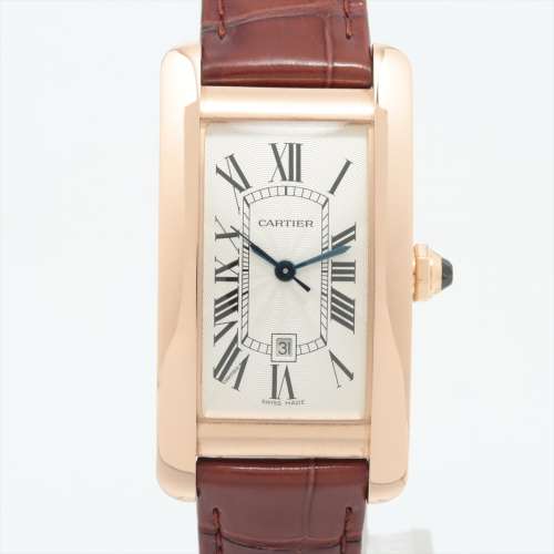 Cartier Tank American MM WGTA0046 RG x leather AT Silver-Face AB rank