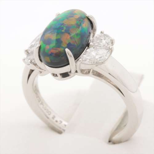 Mikimoto opale noire Diamants bagues Pt950 Rang AB