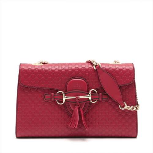 Gucci Micro Gucci Shima cuir sac à bandoulière en chaîne rouge Rang AB