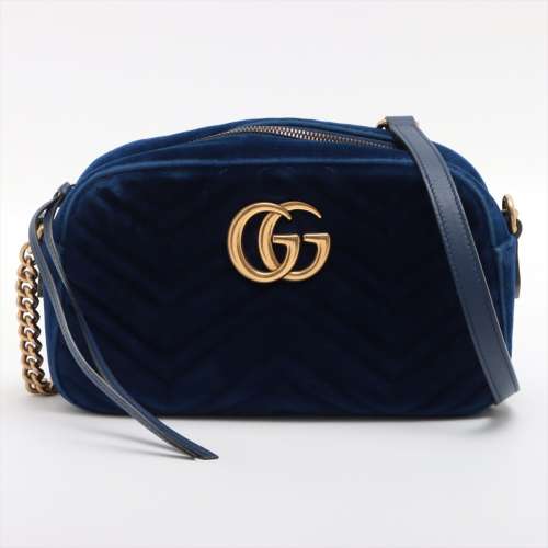 Gucci G.G. Marmont velours sac à bandoulière bleu Rang AB