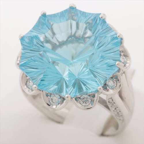 topaze bleue Diamants bagues Pt900 Rang B