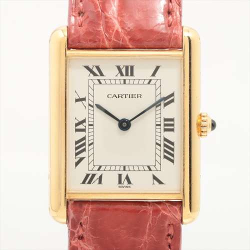 Cartier Tank Louis LM 11402 YG & leather QZ Ivory-Face AB rank