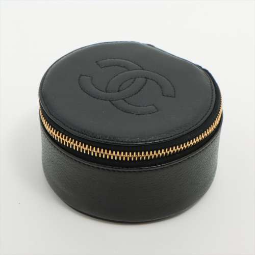 Chanel COCOMARK peau de caviar étui à bijoux noir quincaillerie dorée Rang AB